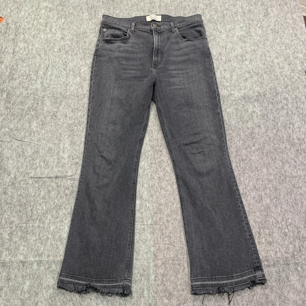 Reformation Jessie High Crop Boot Jeans Redondo Wash Black  Frayed Hem - Size 30